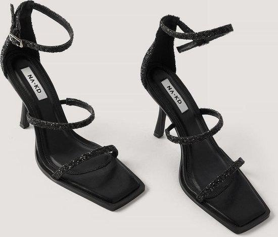 NA-KD Glitter High Heel Vrouwen Sandalen - Maat 40 - Black