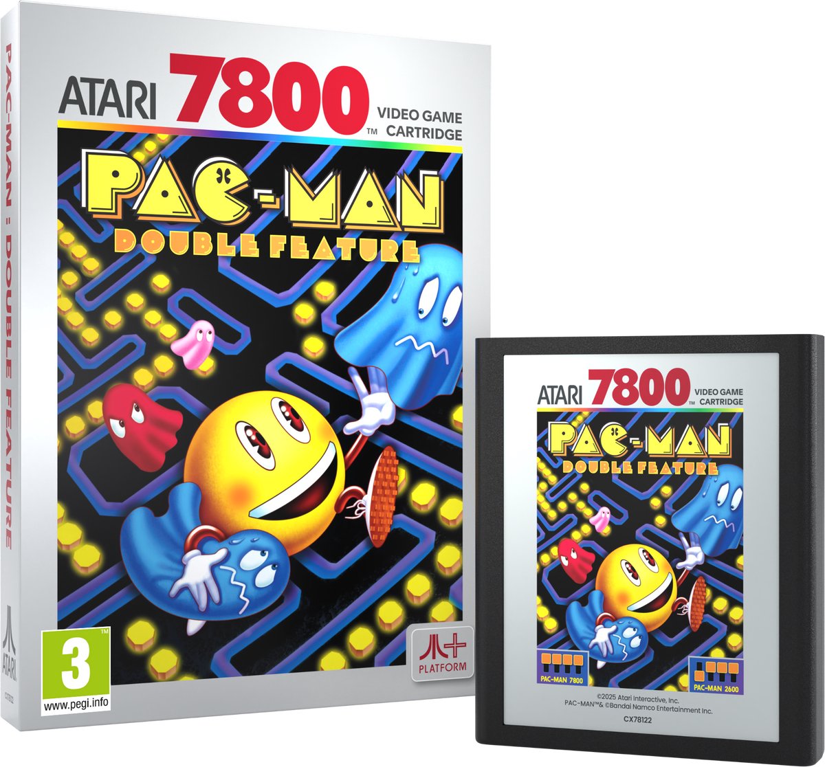 ATARI x NAMCO Cartridge - PAC-MAN Double Feature - Atari 2600+, Atari 7800+, Atari 7800