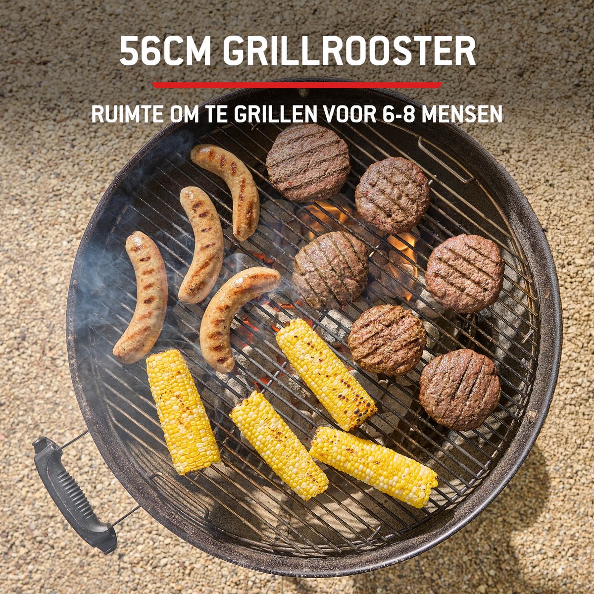 Weber Bar-B Kettle - Ø 57 cm Grillrooster - Houtskoolbarbecue - Zwart - Asopvangschaal - 2 Duurzame weersbestendige wielen - Dekselthermometer - 2 Gereedschapshaken - Kras- en roestbestendig