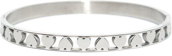 CO88 Collection Sense Stalen Bangle met Hartjes - One-size (60x50x6 mm)