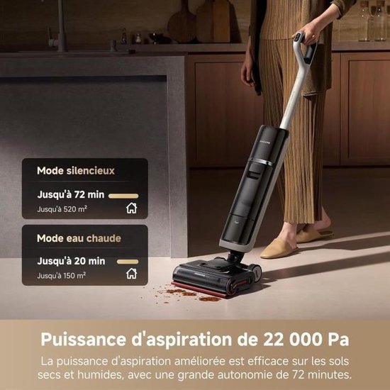 Dreame H15 Pro Heat – Draadloze Nat- & Droogzuiger met actieve dweilfunctie – 130AW zuigkracht – 82°C zelfreinigende technologie – Alles-in-één vloerreiniger - Geschikt voor huisdieren