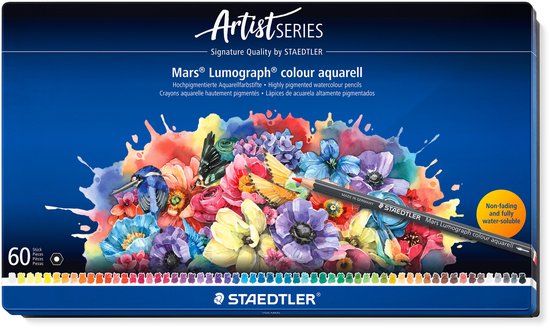 STAEDTLER - Artist Series - Mars® Lumograph® colour aquarell 104 - Metalen set met 60 kleuren
