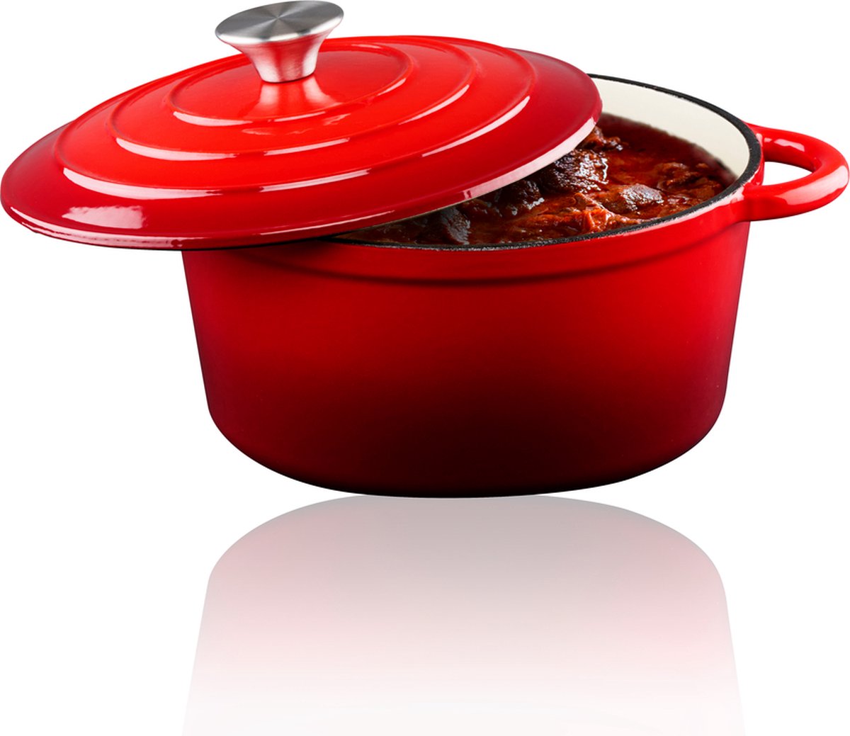 stoofpot, rood, keramische pan, pan met deksel, groot