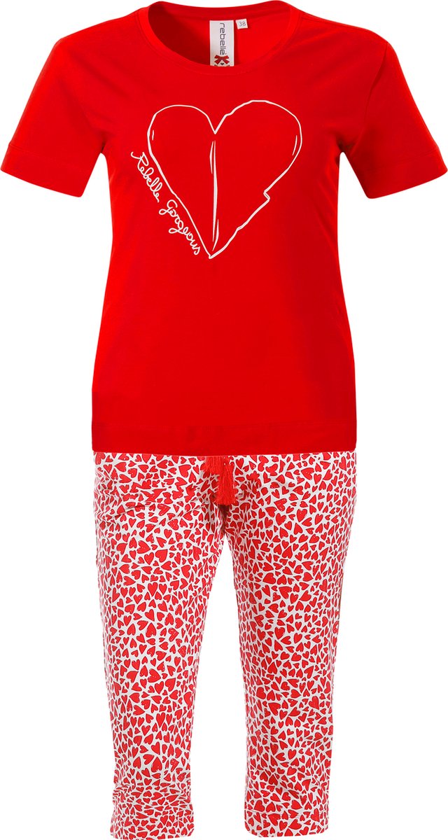 t-shirt, hart grafiek, rood, korte mouwen, pyjama set