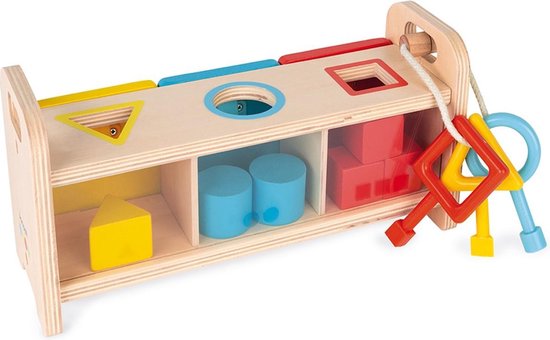 Janod Essentiel - Vormensorteerdoos Met Sleutels - Educatief Spel - Stop De Verschillende Vormen In