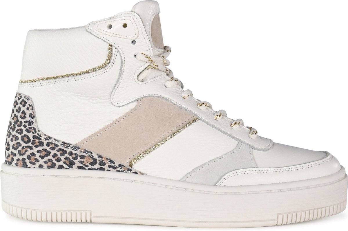 PS Poelman - Maat 41 - ESQUIMO Dames Hoge Sneakers - Wit / Multi