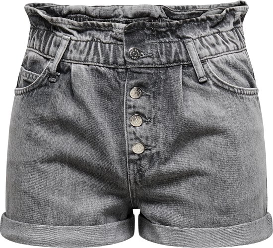 Only - Maat XL - Broek Onlcuba Life Paperbag Dnm Shorts No 15200196 Grey Denim Dames