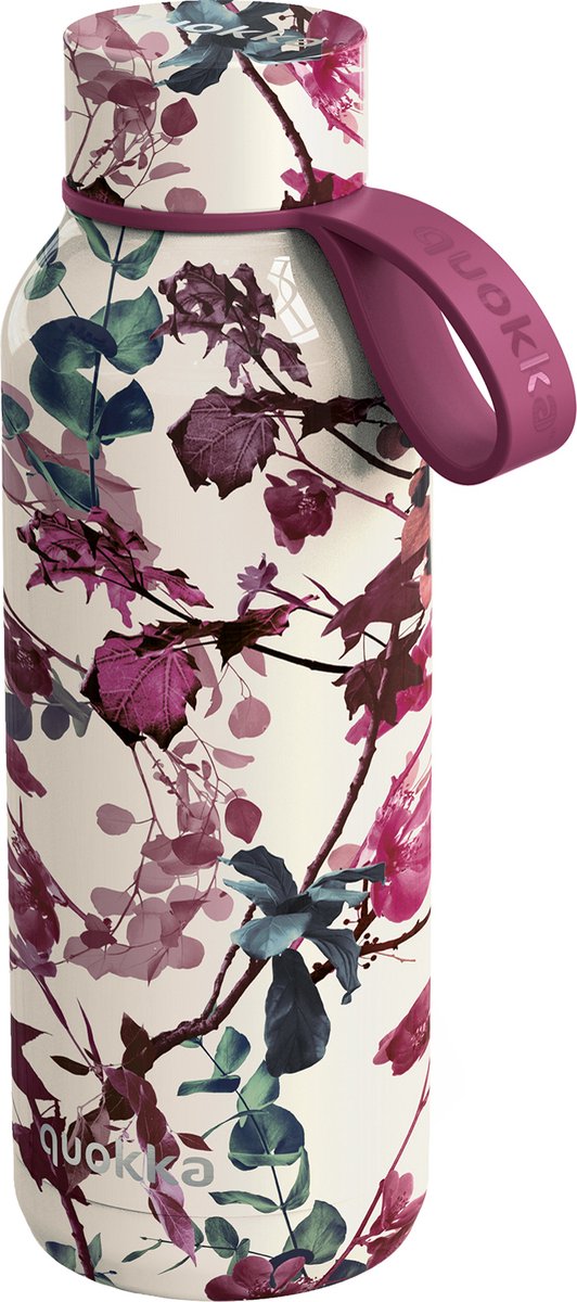  steel bottle, water bottle, floral pattern, pink, leak-proof lid, silicone handle