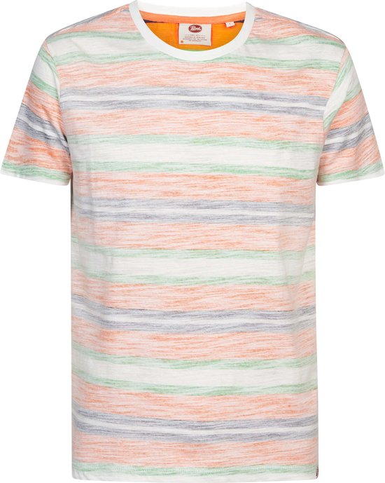 Petrol Industries - Maat L  - Heren Gestreept T-shirt - Oranje