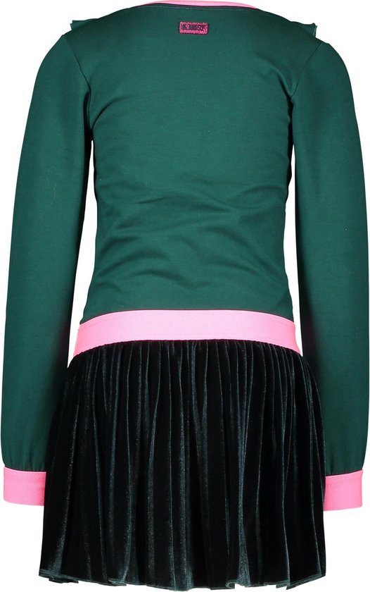 B-nosy  - Maat 128 - Meisjes Jurk - Botanical green