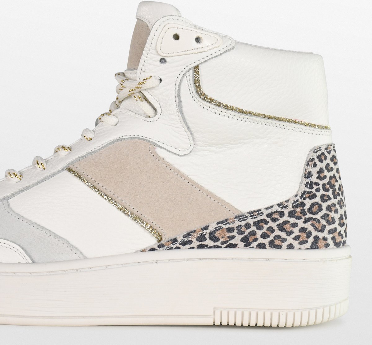 PS Poelman - Maat 41 - ESQUIMO Dames Hoge Sneakers - Wit / Multi