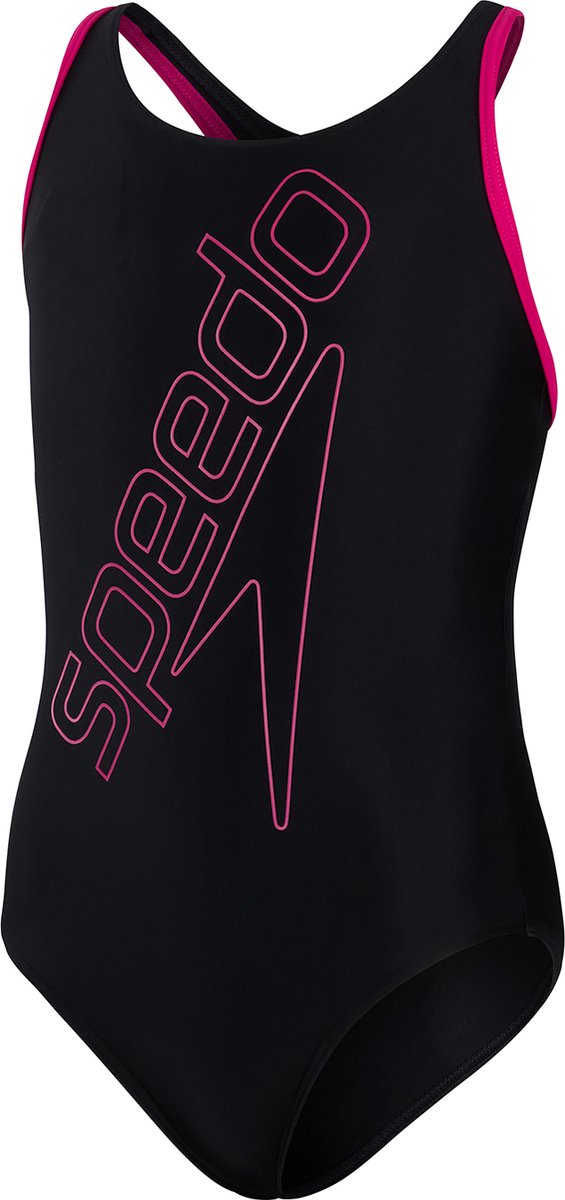dgmoutlet-nl-Speedo-Boom-Logo-Placement-Flyback-Meisjes-Zwart-Roze-maat-140-aanbieding-sale-korting-1 Kleding, Badkleding, Vest