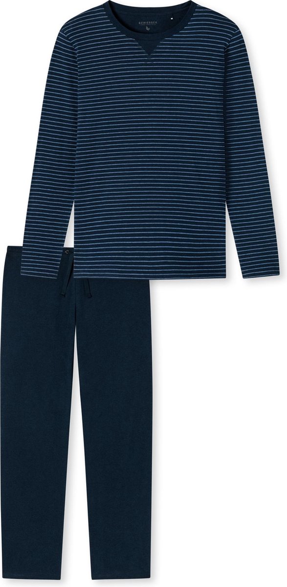Schiesser Maat L Natural Dye Mannen Pyjamaset - Nachtblauw