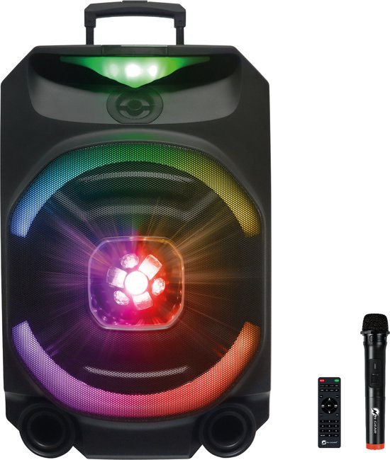 N-GEAR THE FLASH 1550D - karaoke set - 15" Woofer - Bluetooth - LED Lichtshow - Draadloze Microfoons - 800W
