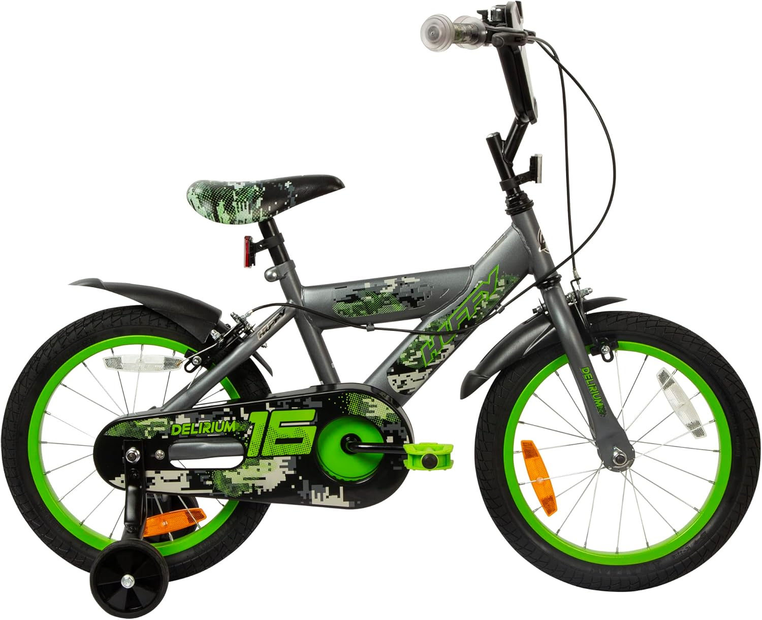 Huffy Delirium 16 Inch Jongensfiets Grijs en Groen BMX stijl Kinderfiets