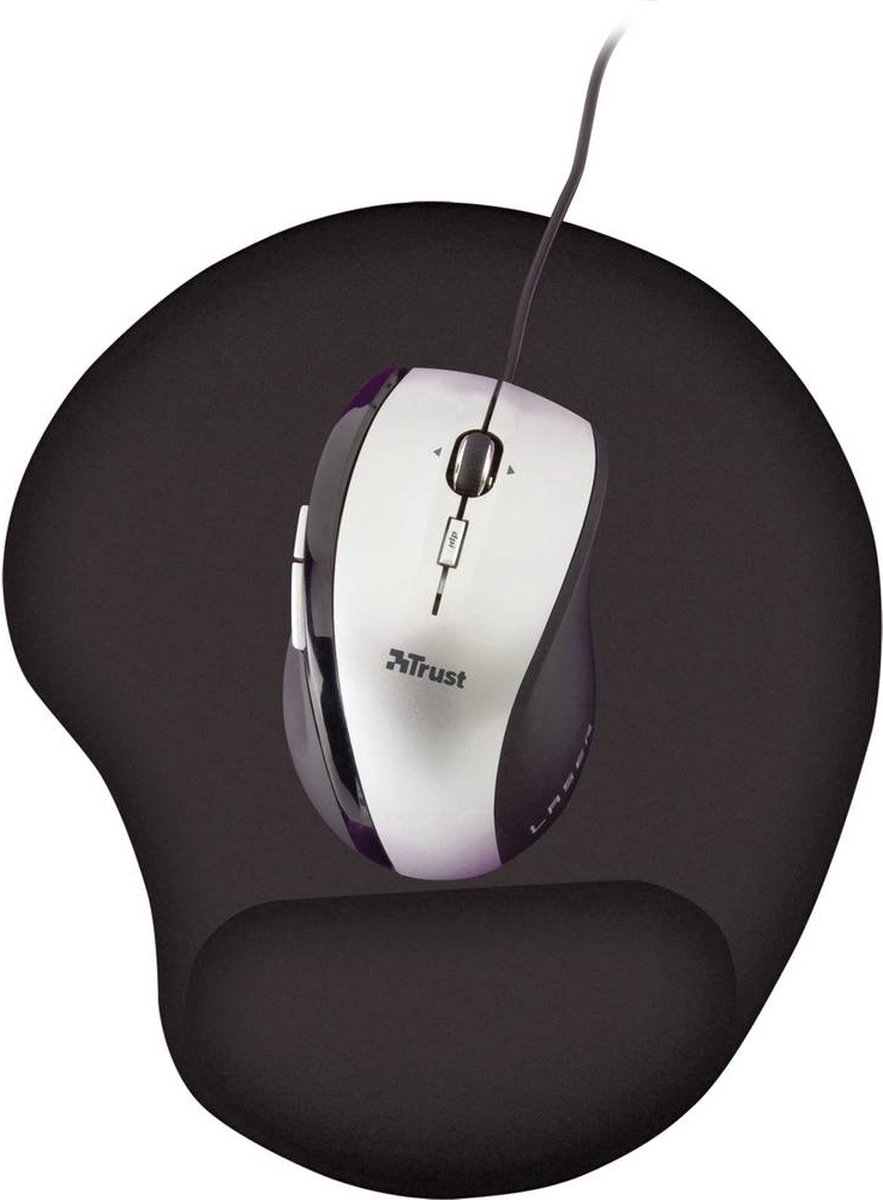 Trust Bigfoot - Gel muismat met polssteun - Zwart