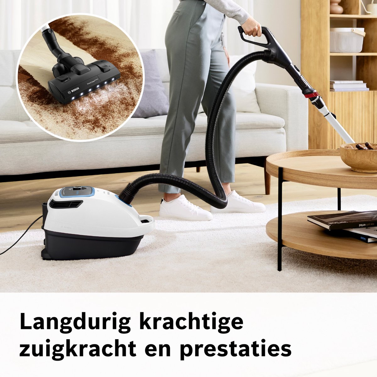 Bosch ProSilence BGB6SIL0L Serie 6 - Stofzuiger met zak - 12mtr bereik - Voetverlichting - HEPA hygienefilter - 66db - Afstandsbediening in handvat - Wit