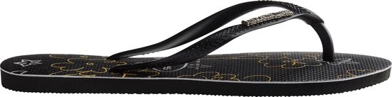 Havaianas - Maat 39/40 -Slim Metallic Print Dames Slippers - Black/Black/Black
