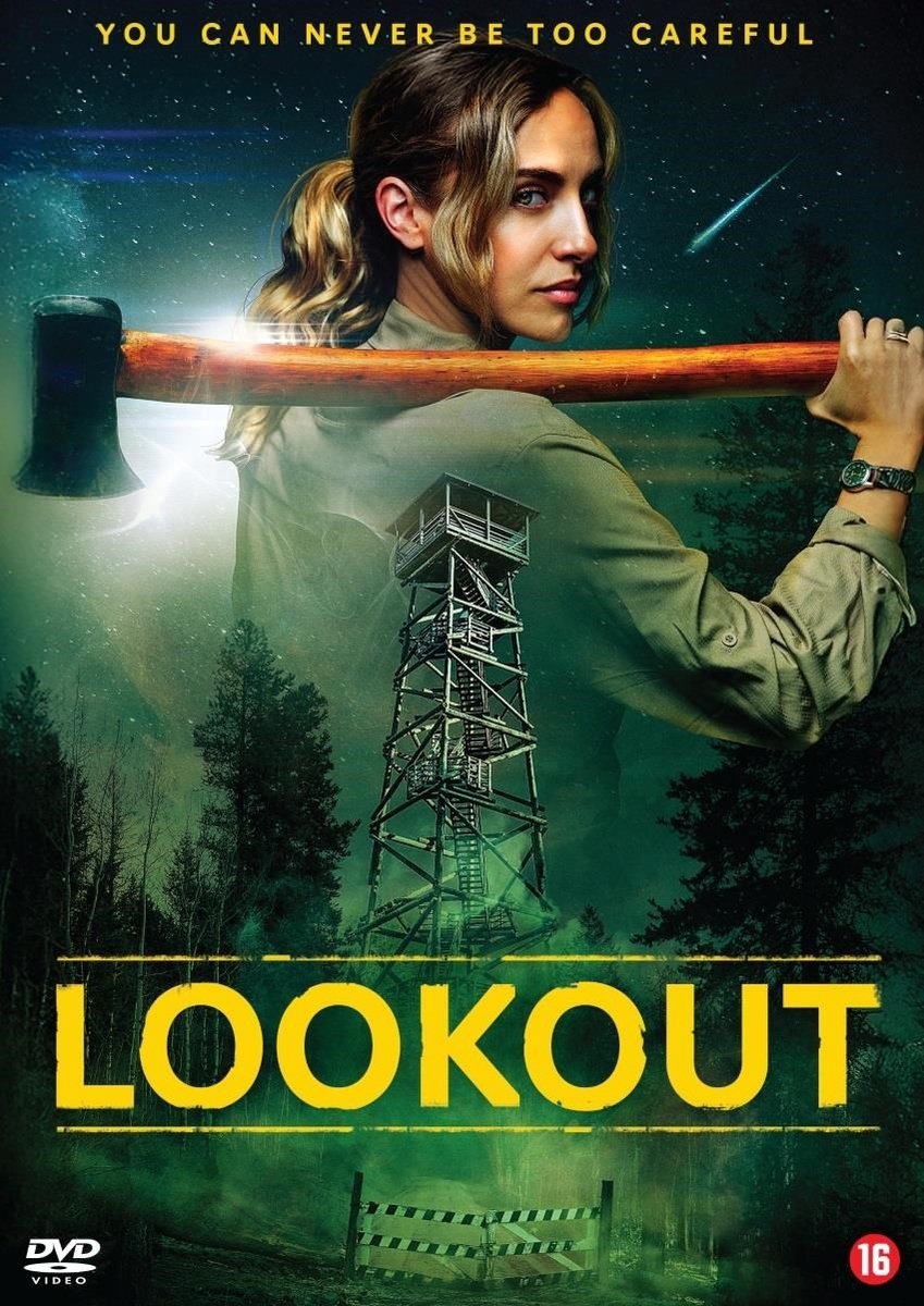horror, poster, axe, watch, tower