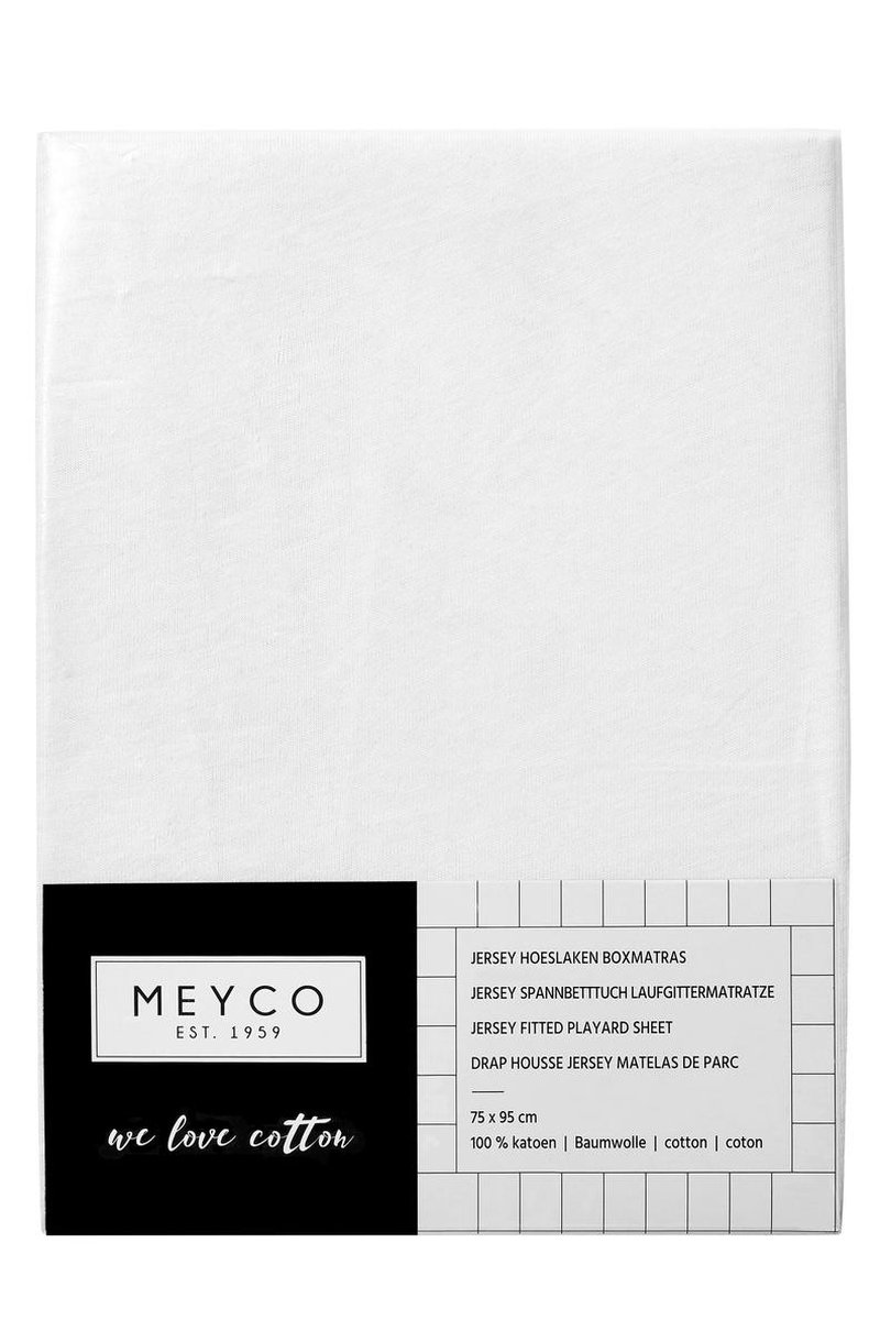 Meyco-Jersey Meyco Jersey hoeslaken boxmatras - Wit - 75x95cm