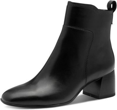 boot, ankle boot, black, leather, block heel