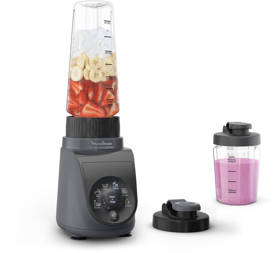 Moulinex Blend Up Essential LM1EHBF0 – Mini Blender – Romige smoothies en sauzen – 800 W – 6 automatische programma’s – Tritan drinkflessen voor onderweg – Smoothie blender