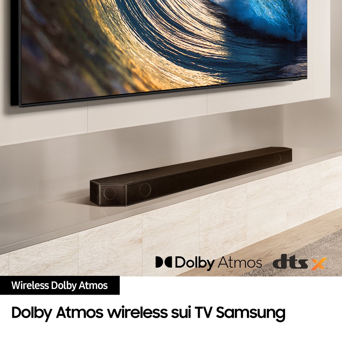 soundbar, wireless, Dolby Atmos, TV-stand, home theater