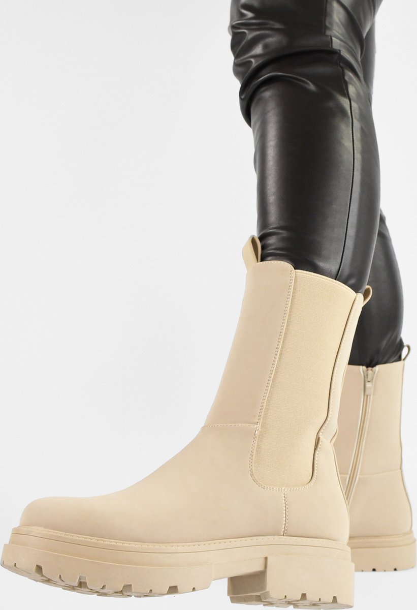 POSH by Poelman - Maat 39 - CHELLY Chelsea Laarzen - Beige