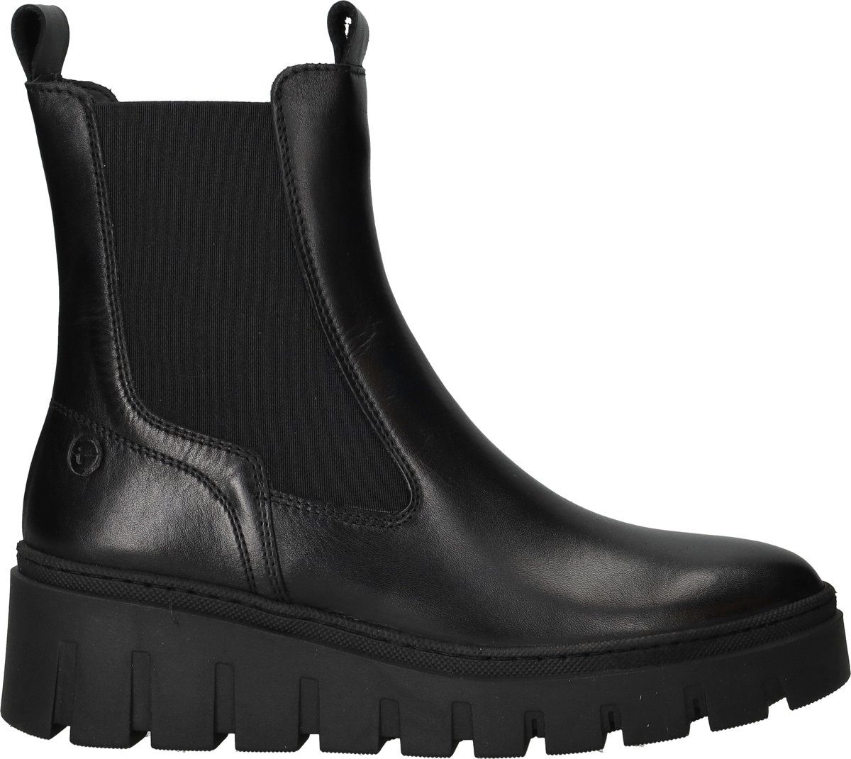 boot, enkellaars, zwart, platformzool, elastisch paneel