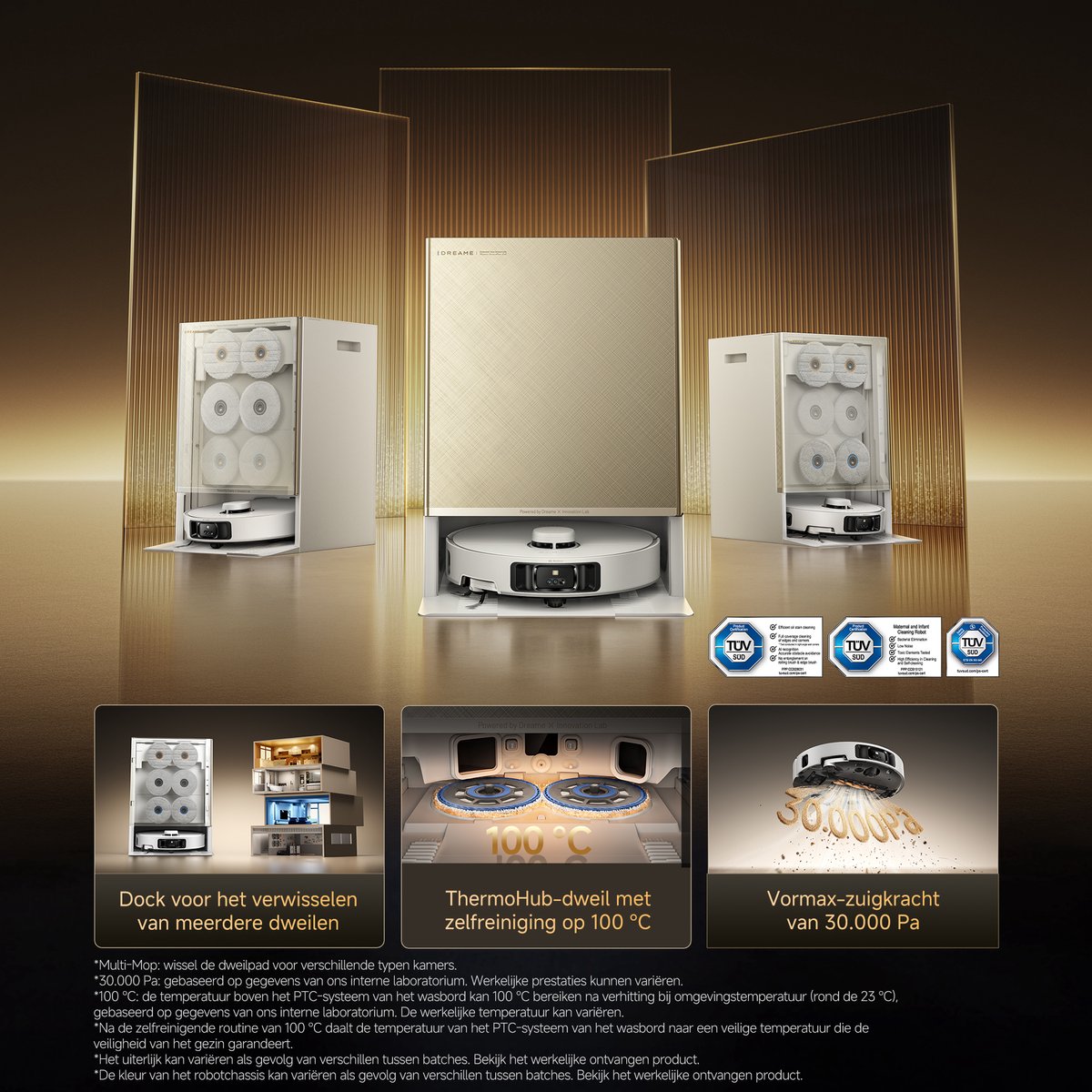 Dreame Matrix 10 Pro | Robotstofzuiger | Wit | 30.000Pa | 100°C Zelfreinigende dweil | 3 Schoonmaakmiddelen | Automatische dweilwissel | Anti-klit borstel huisdieren | Automatisch legen | Zelfreinigend station | Spraakbediening | Grote tank