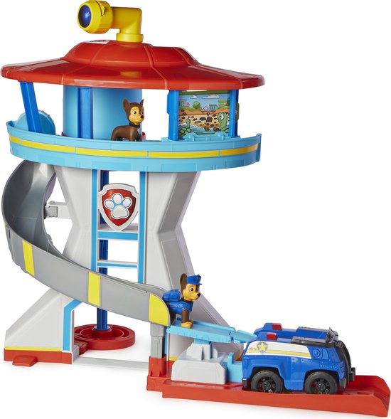 PAW Patrol - Speelfigurenset - Uitkijktoren - Met 2 Chase-actiefiguren en Politieauto