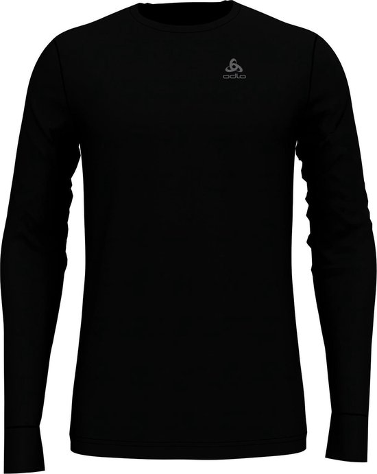 Odlo  - Maat XL - Suw Top Crew Neck L/S Natural 100% Merino Warm Heren Thermoshirt - Black