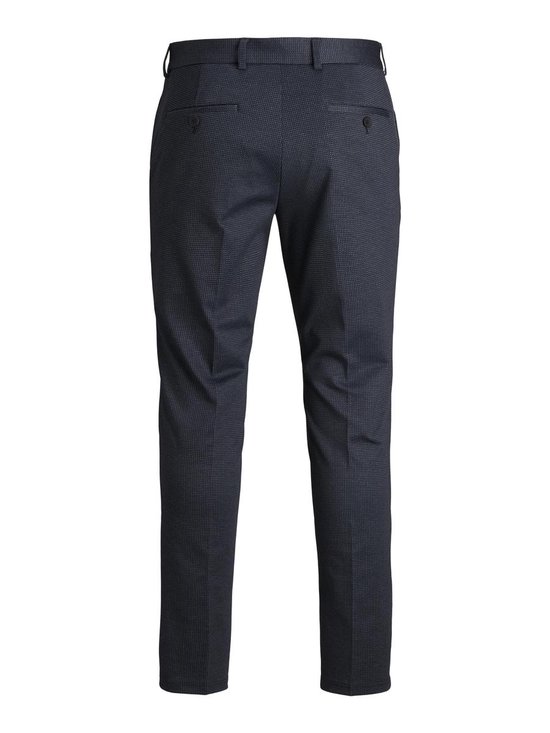 broek, pantalon, donkerblauw, tailleslang, zakken