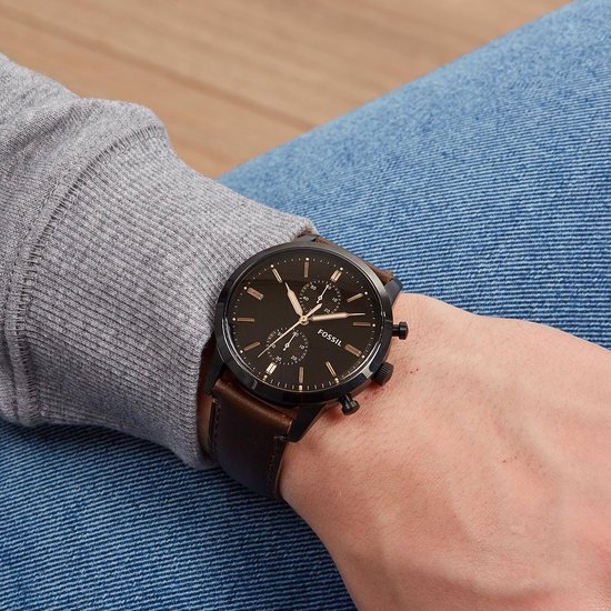 Fossil Zwart Mannen Horloge - 44 mm