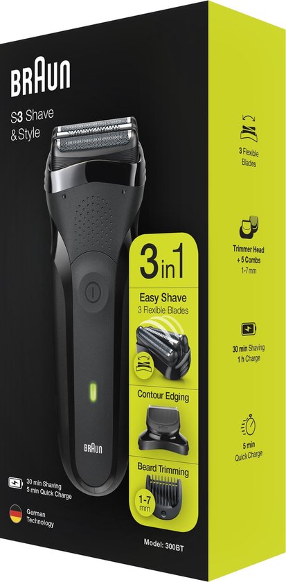 1d19-2ceb-467d-b648-06b432c42e88 Braun Series 3 300BT Zwart - Elektrisch Scheerapparaat Shave&Style