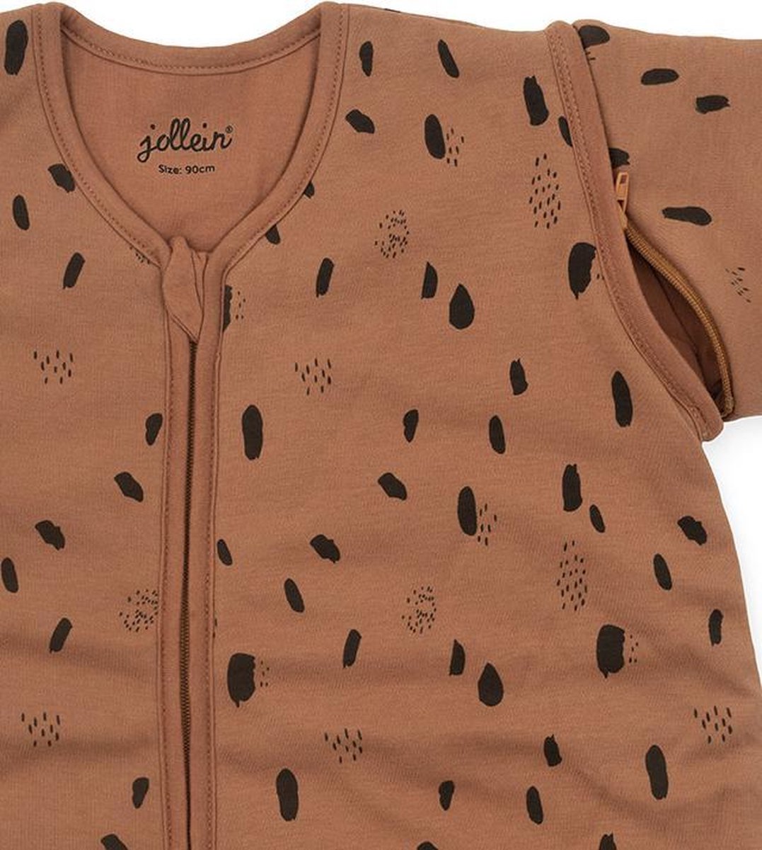 Baby slaapzak 110cm Spot caramel met afritsbare mouw
