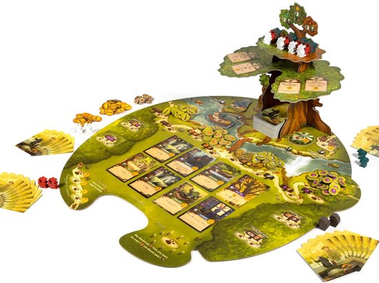 bordspel, pionnen, boom, kaarten, tegels