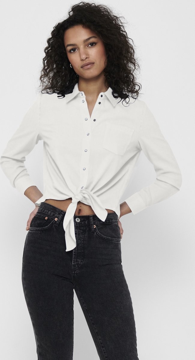 ONLY - Maat L - ONLLECEY LS KNOT SHIRT NOOS Dames Blouse