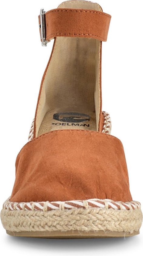 PS Poelman - 41 - Espadrilles met Sleehak - Enid - Cognac Bruin