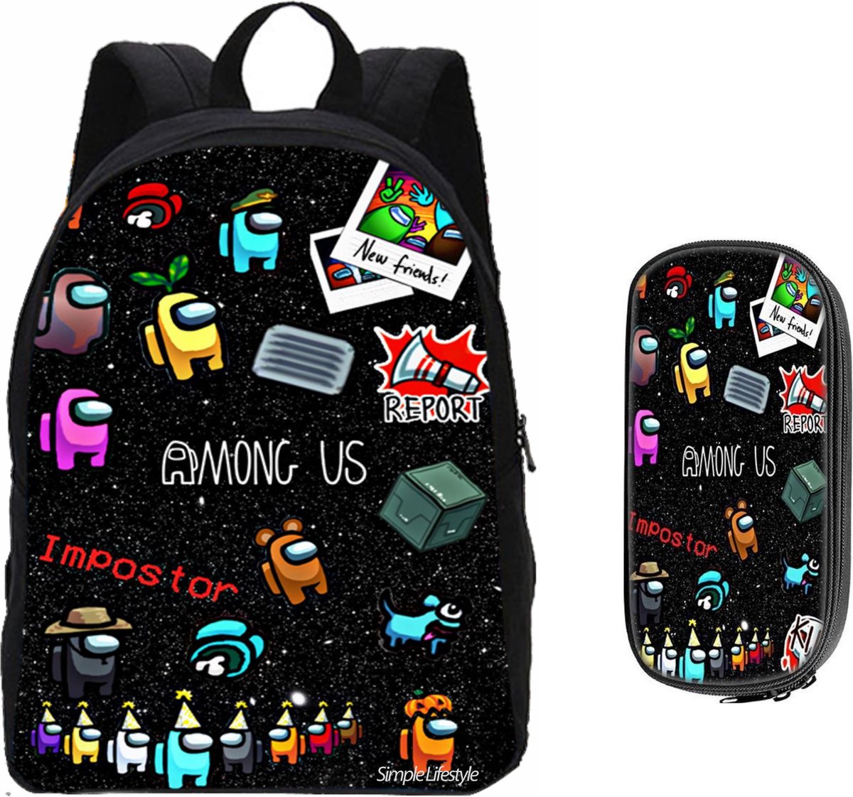 rugzak, kinderrugzak, Among Us, galaxy achtergrond, impostor ontwerp
