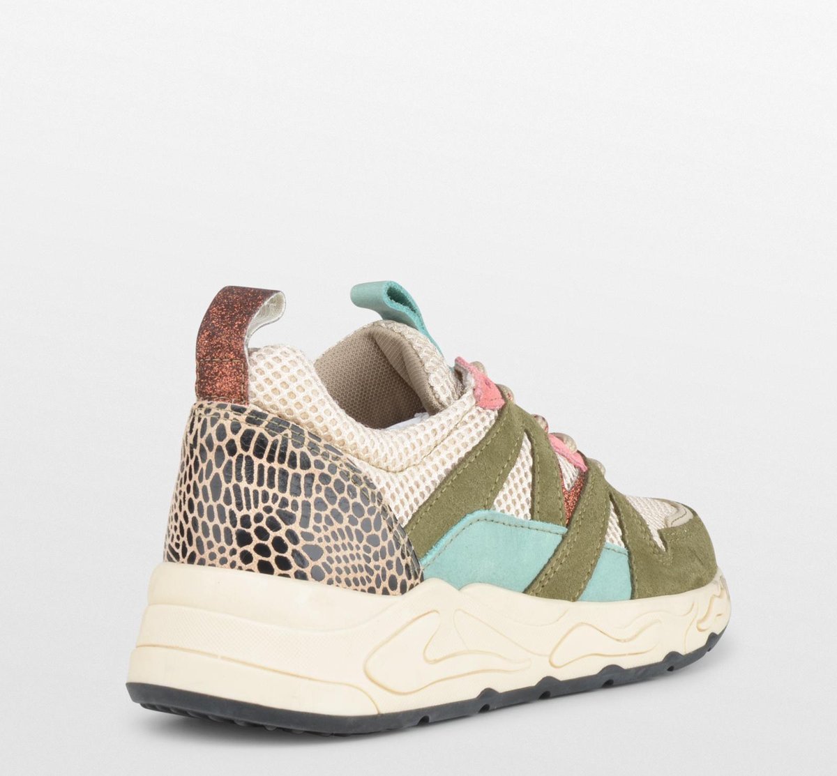 Ps Poelman - jmaat 39- MINION Dames Sneakers - Groen-Beige Multi