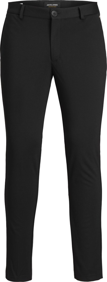 broek, slim-fit, zwarte broek, knoopsluiting, geen patroon