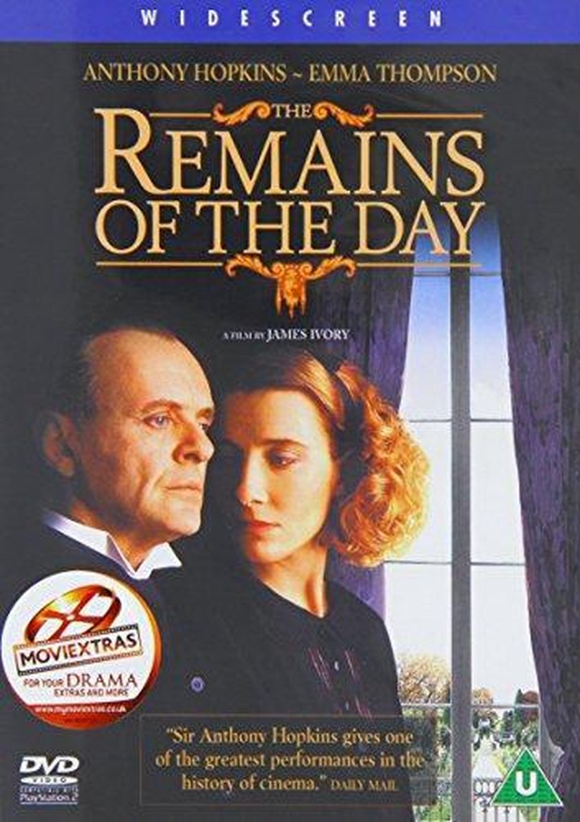 dvd, movie, remains of the day, dramatic poster, two people
