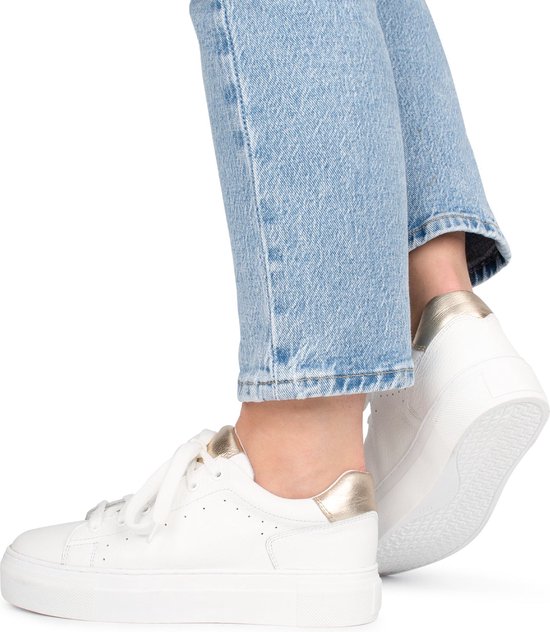 PS Poelman - Maat 40 - TITULAR Dames Sneakers - Wit met goud combinatie