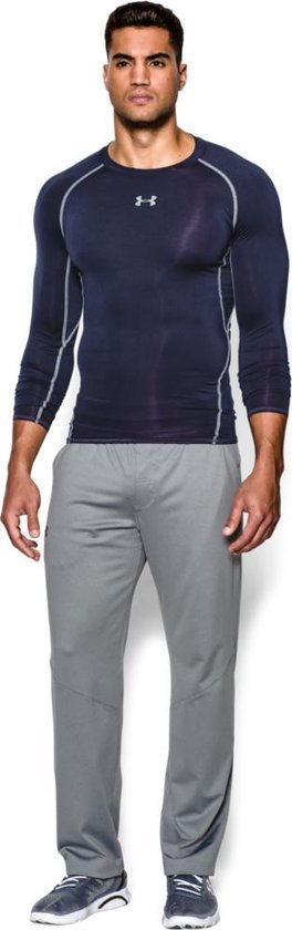 Under Armour HG Armour LS Heren Sportshirt - Midnight Navy - Maat S