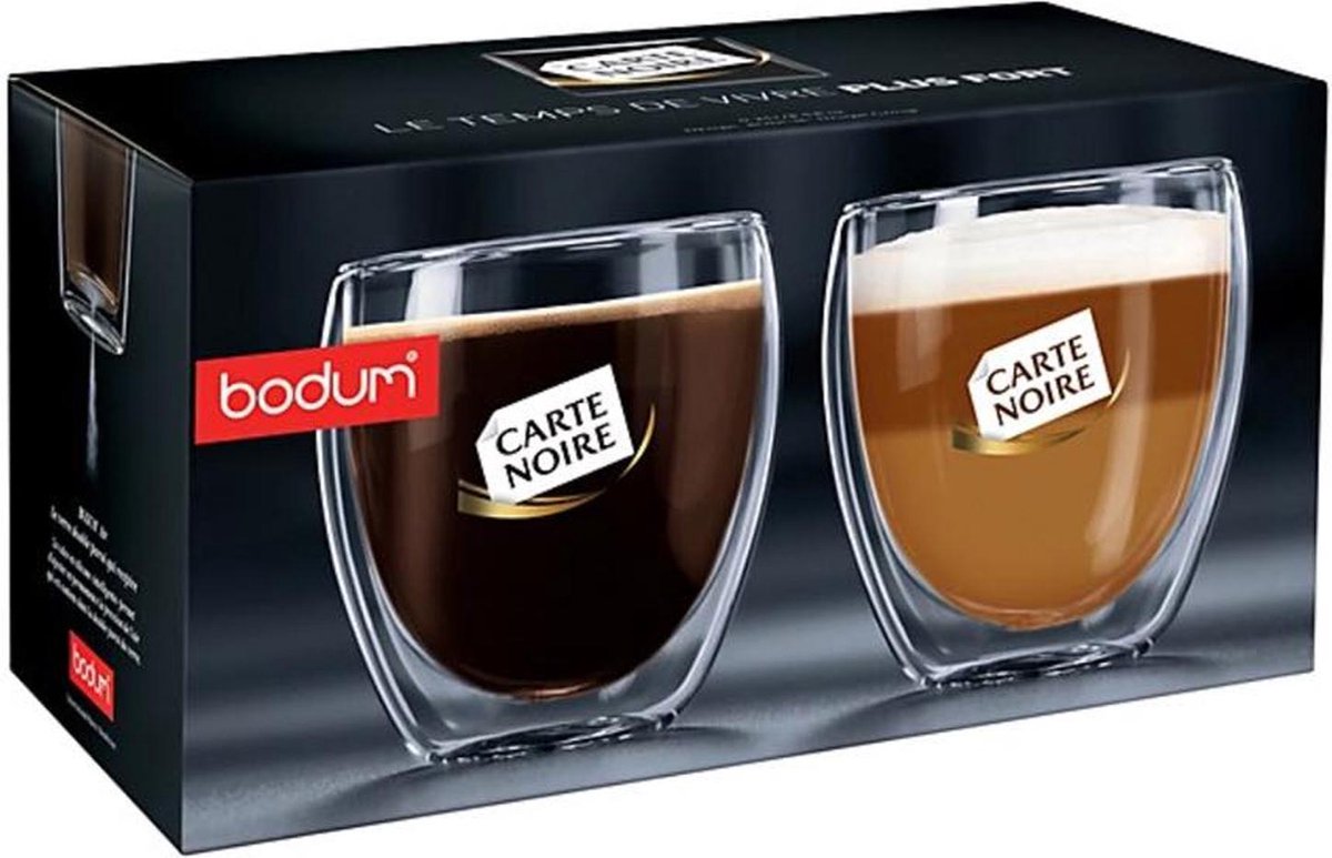 Bodum Theeglazen - Dubbelwandige Koffieglazen - 250 ml - 6 stuks - Carte Noire