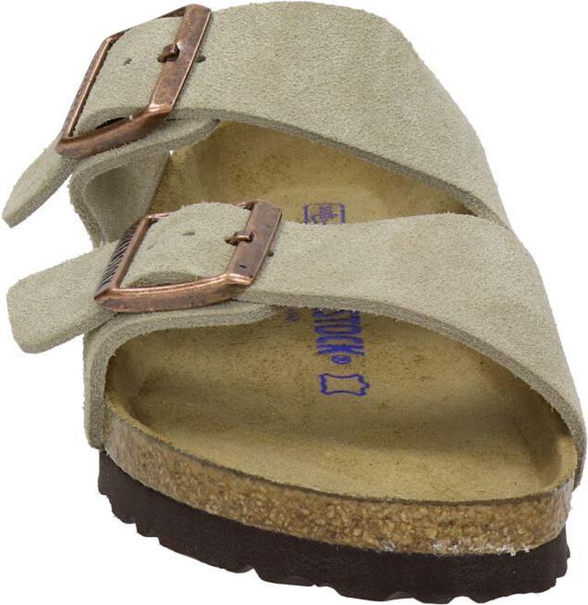 Birkenstock - Maat 38 - Arizona SFB VL Narrow Dames Slippers - Taupe