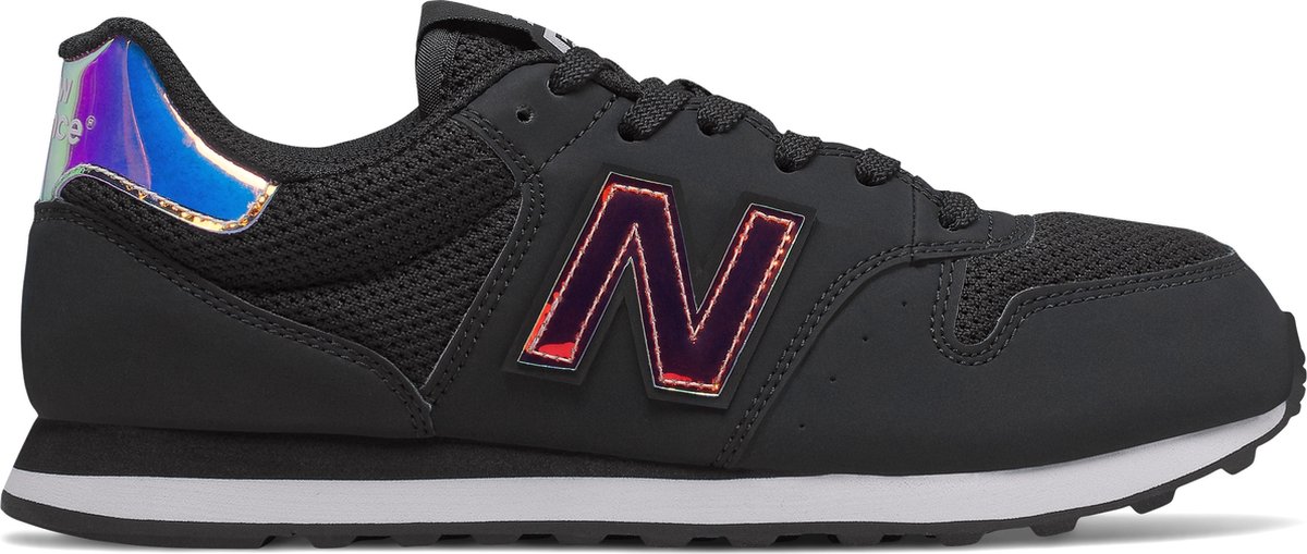 sneaker, zwart, mesh, veterschoen, N-logo