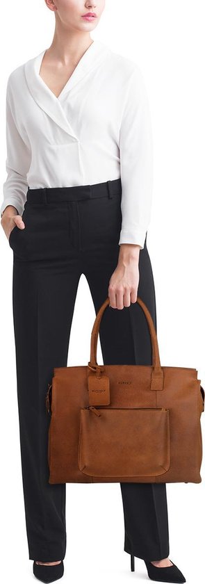BURKELY Evelyn Schoudertas 15,6 inch Laptoptas - Cognac