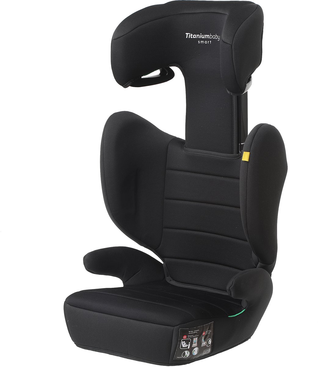 Titaniumbaby Autostoel Smart Lucky I-size gordel all black - rugleuning afneembaar/gebruik als zitverhoger